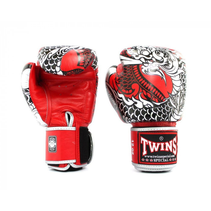 Боксерские перчатки Twins Special FBGVL3-52 Dragon red silver 14 oz
