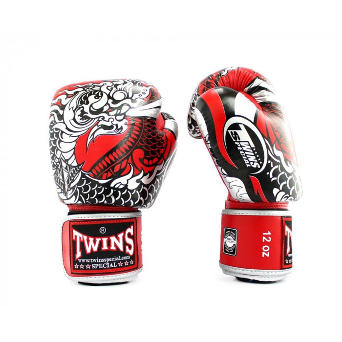 Боксерские перчатки Twins Special FBGVL3-52 Dragon red silver 14 oz