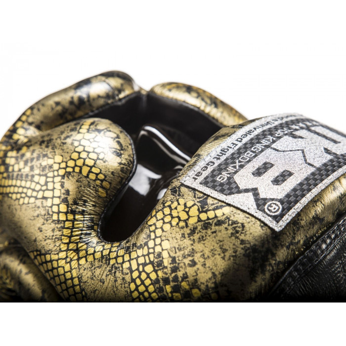 Боксерский шлем Top King Gold / Black Snake Edition Head Guard L