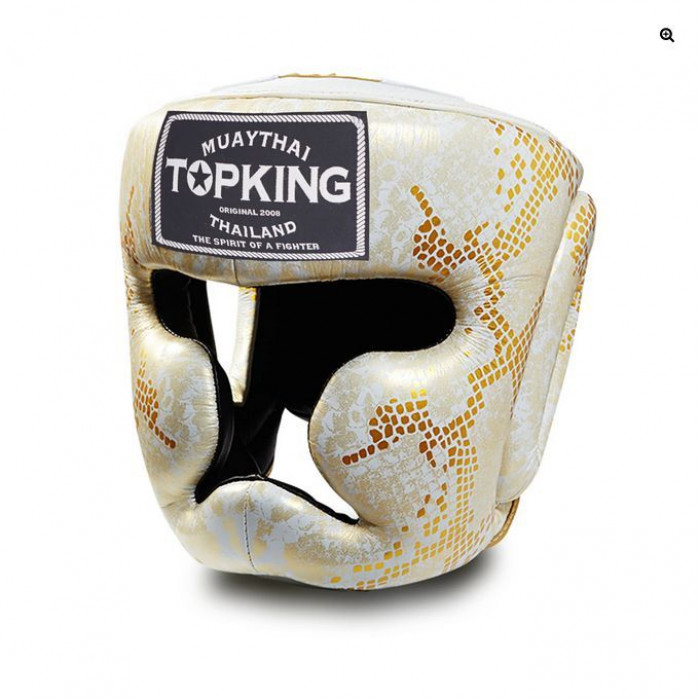 Боксерский шлем Top King Gold / White Snake Edition Head Guard XL