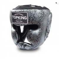 Боксерский шлем Top King Silver / Black "Snake Edition" Head Guard L
