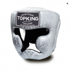 Боксерский шлем Top King Silver / White "Snake Edition" Head Guard L