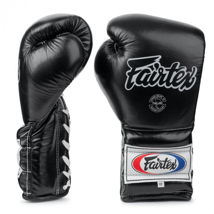 Боксерские перчатки на шнурке Fairtex BGL7 black 16 oz