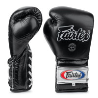 Боксерские перчатки на шнурке Fairtex BGL7 black 14 oz