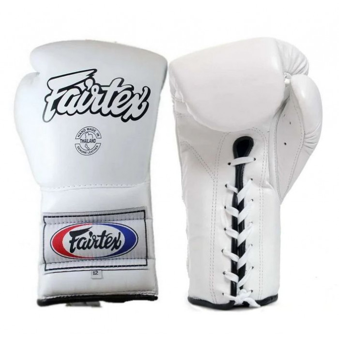 Боксерские перчатки на шнурке Fairtex BGL7 white 16 oz