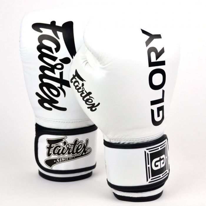 Боксерские перчатки турнира Glory Fairtex BGVG1 white 10 oz