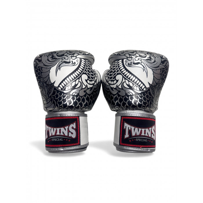 Боксерские перчатки Twins Special FBGV52 Dragon white silver 16 унций