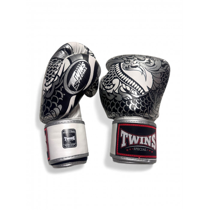 Боксерские перчатки Twins Special FBGV52 Dragon white silver 12 унций