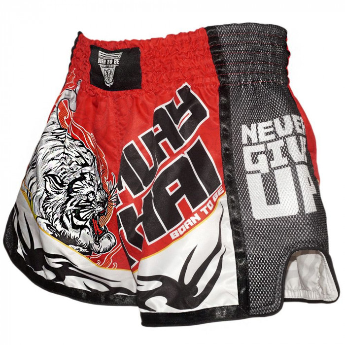 Шорты для бокса BORN TO BE TIGER WHITE-RED L