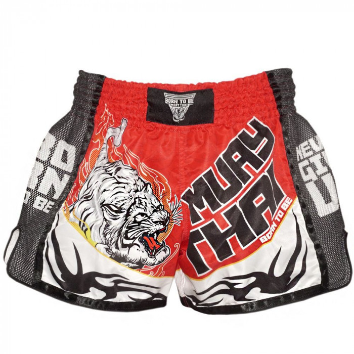 Шорты для бокса BORN TO BE TIGER WHITE-RED M