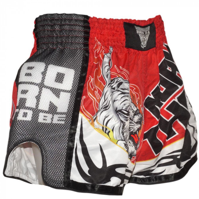 Шорты для бокса BORN TO BE TIGER WHITE-RED S