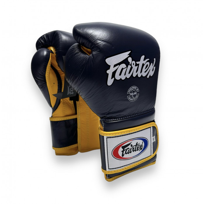 Боксерские перчатки Fairtex BGV9 blue navy yellow 16 oz