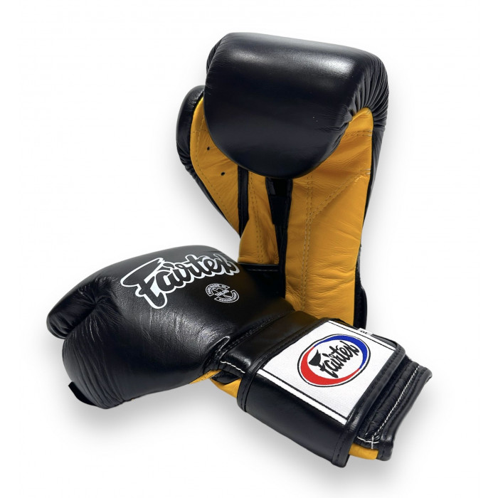 Боксерские перчатки Fairtex BGV9 black yellow 14 oz