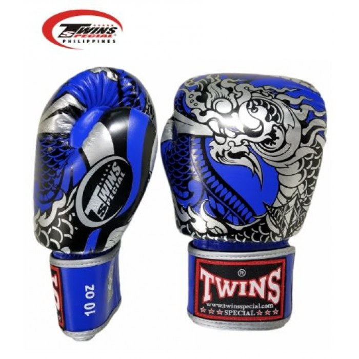 Боксерские перчатки Twins Special FBGVL3-52 Dragon blue silver 10 oz