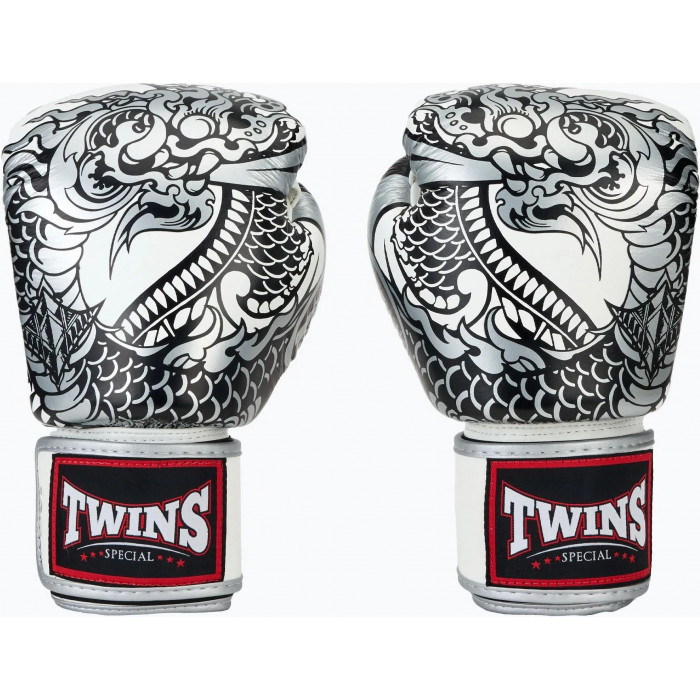 Боксерские перчатки Twins Special FBGVL3-52 Dragon white silver 12 oz